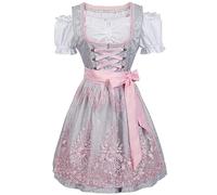 Ensemble tablier en maille brodée rose, robe mi-longue Oktoberfest et chemisier blanc for femme(X-Large)