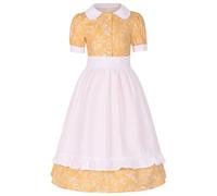 Ensemble tablier et chapeau à imprimé floral pour fille - Style campagnard - Robe de fête princesse 4-12 ans, jaune, 4-5 ans