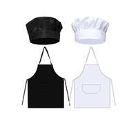 Ensemble tablier et toque de chef noir et blanc