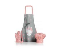 Ensemble Tablier Gant Toque pour enfant Licorne Rose