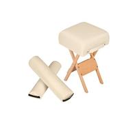 Ensemble tabouret pour table de massage avec 2 coussins de massage en bois solide et cuir synthétique beige