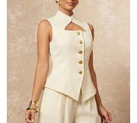 Ensemble tailleur femme à col montant asymétrique, taille cintrée, jambe droite. Nouvelle collection printemps. Luxe, nouvel an, nouvelle allure. Soirée de gala, fête, banquet, modeste, vieux argent,