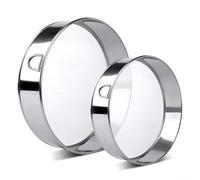 Ensemble tamis à farine en acier inoxydable avec 60 mailles fines pour la cuisson du cacao, du sucre, des épices, 2 tailles, 20,3 cm et 15,2 cm, outil de cuisine empilable argenté