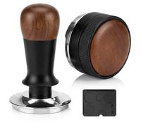 Ensemble tampon à expresso et distributeur de 58 mm avec tapis en silicone | Poignée en noyer, niveleur de café réglable pour une extraction uniforme | Compatible avec les machines Sage, Gaggia