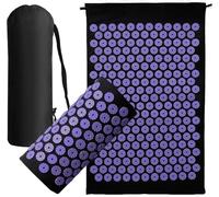 Ensemble tapis d'acupression et oreiller pour homme et femme - Soulage les douleurs du dos, du cou et des muscles - Sac de voyage avec sangle réglable (noir avec pointes violettes)