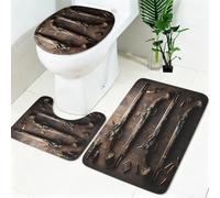 Ensemble Tapis Toilette 3 Pièces Armes mécaniques Antidérapant, Tapis de Bain, Tapis Siège WC, Lavable en Machine Armes Rétro Doux et Absorbant