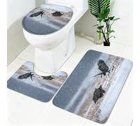 Ensemble Tapis Toilette 3 Pièces Oiseau Aigle Antidérapant, Tapis de Bain, Tapis Siège WC, Lavable en Machine ScèNe De Neige Doux et Absorbant