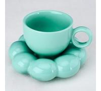 Ensemble tasse à bulles et dessert en céramique | Idéal pour cadeau | Tasse à café pour anniversaire, mariage, anniversaire de mariage (tasse à bulles) (bleu)