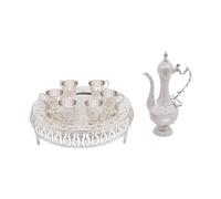 Ensemble tasse à café et service à thé pour 6 personnes, 8 pièces, vintage, rare - En alliage de zinc - Pour décoration de table à thé (argent et blanc)