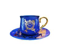 Ensemble tasse à thé et soucoupe grenouille au chocolat Harry Potter - Porcelaine bleu roi avec accents dorés - Coffret cadeau collector - Produit officiel Wizarding World pour les fans et les