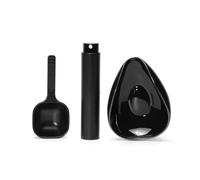 Ensemble tasse et cuillère doseuse à café, récipient doseur en céramique, plateau doseur for café ou thé, accessoires expresso Accessoires De Café(Black Set of 3)
