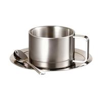 Ensemble tasse et soucoupe - 200 ml - Double paroi anti-déversement - Fournitures de maison avec cuillère - Tasses à café avec soucoupes - pour golf, hiver, balcon, extérieur, jardin, parc, maison