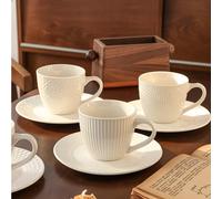 Ensemble tasse et soucoupe à café de style européen, ensemble de tasses en céramique rétro en relief, coffret cadeau de vaisselle pour l'après-midi et tasse à thé, mug minimaliste, mug à café en céram