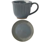 Ensemble Tasse et Soucoupe en Céramique Bleue 160ml pour Cappuccino | Poignée Ergonomique, Base Stable, Service Soigné au Bureau Café, pour Boissons Chaudes