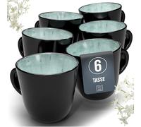 Ensemble Tasses Café Pure Living - 6 Tasses en Grès Ibiza, Chic et Modernes, Compatibles Lave-vaisselle et Micro-ondes - Vert Sauge