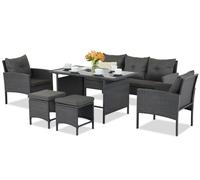 Ensemble Technorattan avec poufs Bari Garden Point anthracite