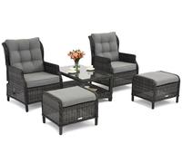 Ensemble technorattan Malaga Terrace anthracite avec poufs Garden Point