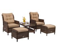 Ensemble technorattan Malaga Terrace brun avec poufs Garden Point