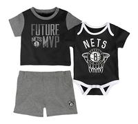 Ensemble tee-shirt,short et body coton bébé Brooklyn Nets Putting Up Number Gris 24 mois