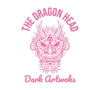 ensemble tête de bête dragon dessiné à la main éclosion contour symbole tatouage marchandise vintage Stickers gravés 52x68.4cm Multicolore Rose