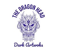 ensemble tête de bête dragon dessiné à la main éclosion contour symbole tatouage marchandise vintage Stickers gravés 52x68.4cm Plusieurs tailles disponibles Bleu foncé