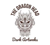 ensemble tête de bête dragon dessiné à la main éclosion contour symbole tatouage marchandise vintage Stickers gravés 52x68.4cm Modification et ajout d'informations possibles Café