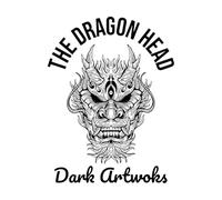 ensemble tête de bête dragon dessiné à la main éclosion contour symbole tatouage marchandise vintage Stickers gravés 52x68.4cm Stickers pour vitres Noir