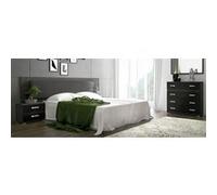 Ensemble tete de lit + 2 table de chevets + commode coloris chene Cendre, graphite -PEGANE- Bois G