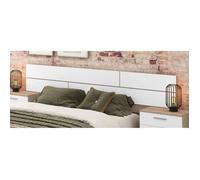 Ensemble tête de lit + 2 tables chevets coloris chêne cambrian-blanc