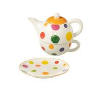 Ensemble théière égoïste en porcelaine à pois multicolores