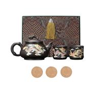 Ensemble théière et tasse à couleurs changeantes Dragon et Phoenix,Service à thé chinois de kung fu,Céramique 1 pot 2 tasses,Avec dessous de verre (Dragon Phénix, Avec coffret cadeau)