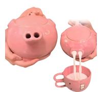 Ensemble théière et tasse en céramique rose porcelet, théières amusantes en céramique en forme de cochon, bouilloire créative qui sort du nez du cochon, cadeau de Noël amusant 2025 pour amis et