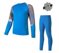 Ensemble thermique enfant à manches longues Sensor Merino Impress 150 bleu/camouflage