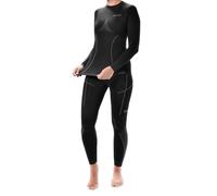 Ensemble Thermique Femme Isolant, Respirant et résistant pour Sports d’Hiver, randonnée et activités extérieures - matière Technique poliamide antibactérienne - Meteor - Noir S/M