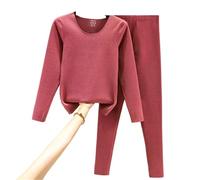 Ensemble Thermique for Femmes, Ensemble 2 pièces en Velours, Haut à Bascule + Pantalon, Lingerie Chaude et Intime, Manches Longues for Dames, Hiver pour Femmes(Red,L 55kg-65kg)