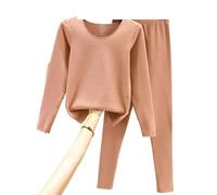 Ensemble Thermique for Femmes, Ensemble 2 pièces en Velours, Haut à Bascule + Pantalon, Lingerie Chaude et Intime, Manches Longues for Dames, Hiver pour Femmes(Pink,XL 65kg-75kg)