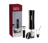Ensemble tire-bouchon électrique automatique 4 en 1 avec aérateur de vin rechargeable USB-C, coupe-capsule et joint sous vide, coffret cadeau pour amateurs de vin à domicile, bar, fête (noir)