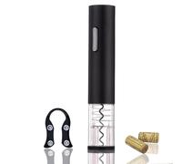 Ensemble tire-bouchon électrique avec coupe-capsule - Noir - Alimenté par piles - Kit d'ouverture de bouteille de vin de qualité supérieure - Noir