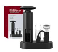 Ensemble tire-bouchon manuel avec bouchon à pompe à vide, coupe-capsule, bec verseur et support de rangement professionnel 5 en 1 pour les amateurs de vin