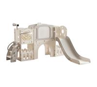 Ensemble toboggan et balançoire pour enfants, aire de jeux intérieure, structure d'escalade pour tout-petits, panier de basket, centre de jeu télescopique, toboggan d'activités pour bébés avec GRIS