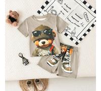 Ensemble Top à manches courtes avec imprimé animal et voiture mignon pour bébé garçon et bambin, et short imprimé. Convient pour les sorties de printemps/été et le port quotidien 6-9M,9-12M,12-18M,18-