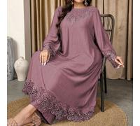 Ensemble Top à manches longues col rond et pantalon droit femme, patchwork de dentelle, ample et décontracté, grande taille, confortableTophaut de gamme 0XL,1XL,2XL,3XL,4XLgraphique,BaroqueTissu tissé