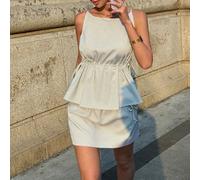 Ensemble top à volants décontracté rayé et mini-jupe, nouvelle collection printemps/été L,M,S,XSUnicoloreTissu tissé