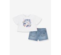 Levi´s ® Kids 1em144 Short Sleeve Set Blanc,Bleu 6 Months Enfants