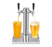Ensemble tour de bière en acier inoxydable Beer Tower Kit Double Faucet distributeur tour de bière 10,5 cm diamètre Kegerator Tower avec bac d'égouttement amovible pour la maison de fête Homebrew