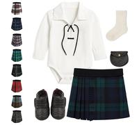Ensemble traditionnel de kilt pour bébé (12-24 Mois) comprenant un kilt, une chemise ghillie, un sporran, des brogues et des chaussettes de kilt - Coffret cadeau kilt bébé en tartan Black Watch