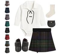 Ensemble traditionnel de kilt pour bébé (12-24 Mois) comprenant un kilt, une chemise ghillie, un sporran, des brogues et des chaussettes de kilt - Coffret cadeau kilt bébé en tartan Île de Skye
