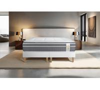 Ensemble Trente PLUS 160 x 200 cm sommier Blanc - 30cm - Hybride - Effet nuage avec surmatelas intgr - Double sommiers Blanc