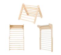 Ensemble Triangle d’escalade et Mur suédois 2en1, Intérieur, Montessori, Bois Naturel