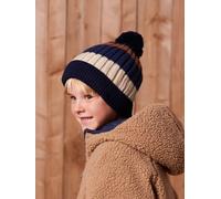 Ensemble tricolore garçon bonnet + snood + moufles/gants bleu nuit 2/3A